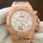 Replica Audemars Piguet Royal Oak Chronograph Watch Rose Gold White 072912